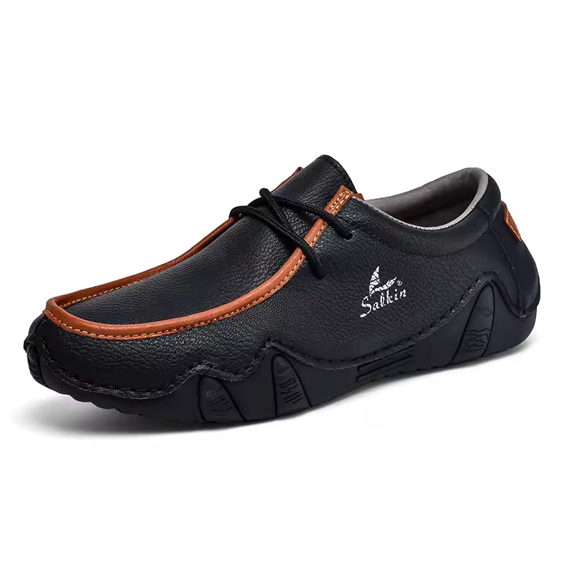 Zapatos informales de cuero hechos a mano para hombre, zapatillas de deporte de diseño a la moda, mocasines transpirables, planos.