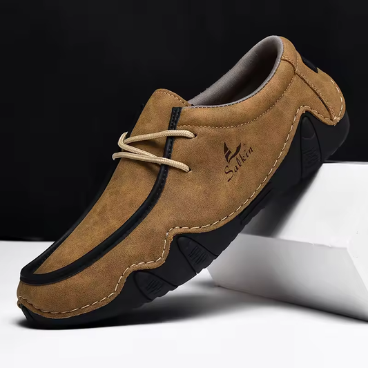 Zapatos informales de cuero hechos a mano para hombre, zapatillas de deporte de diseño a la moda, mocasines transpirables, planos.