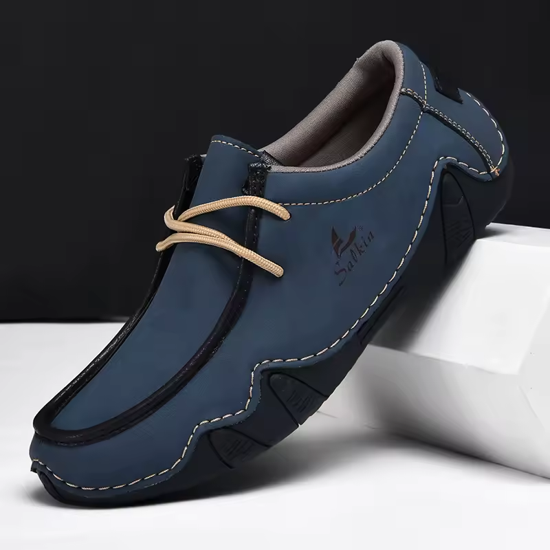 Zapatos informales de cuero hechos a mano para hombre, zapatillas de deporte de diseño a la moda, mocasines transpirables, planos.