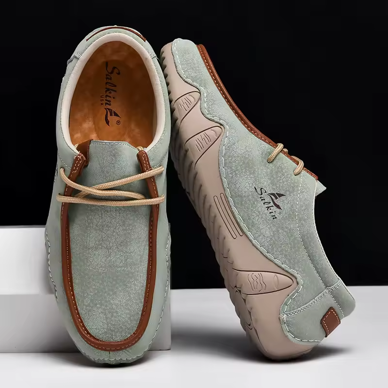 Zapatos informales de cuero hechos a mano para hombre, zapatillas de deporte de diseño a la moda, mocasines transpirables, planos.