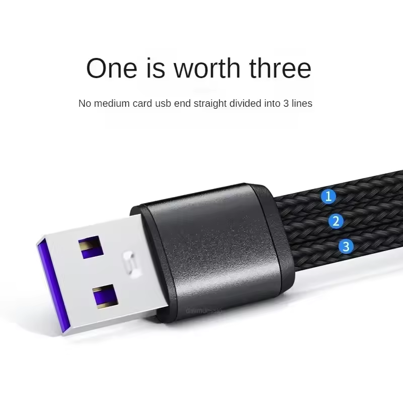 Cable de carga USB 3 en 1, Cable divisor Micro USB 3 tipo C, carga rápida 5A para banco de energía de teléfono móvil, carga de 1,2 m