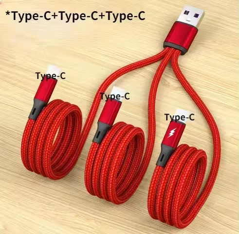 Cable de carga USB 3 en 1, Cable divisor Micro USB 3 tipo C, carga rápida 5A para banco de energía de teléfono móvil, carga de 1,2 m