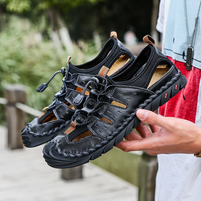 Men's Summer Sandals, Breathable Leather Men's Sandals, Classic Formal.