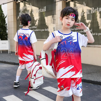 Camiseta de baloncesto para niños y niñas, ropa deportiva, Jersey de secado rápido, cómodo, a la moda, uniformes de entrenamiento de equipo