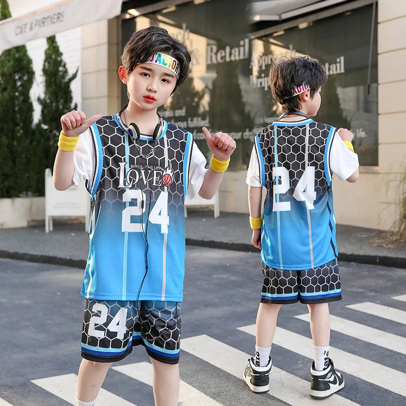 Camiseta de baloncesto para niños y niñas, ropa deportiva, Jersey de secado rápido, cómodo, a la moda, uniformes de entrenamiento de equipo