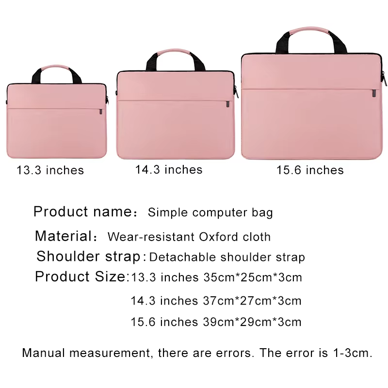 Bolso para laptop de varias pulgadas, funda elegante para portátil de oficina y bolso de mano para viajes.