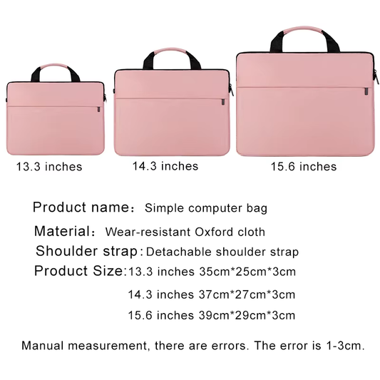 Bolso para laptop de varias pulgadas, funda elegante para portátil de oficina y bolso de mano para viajes.