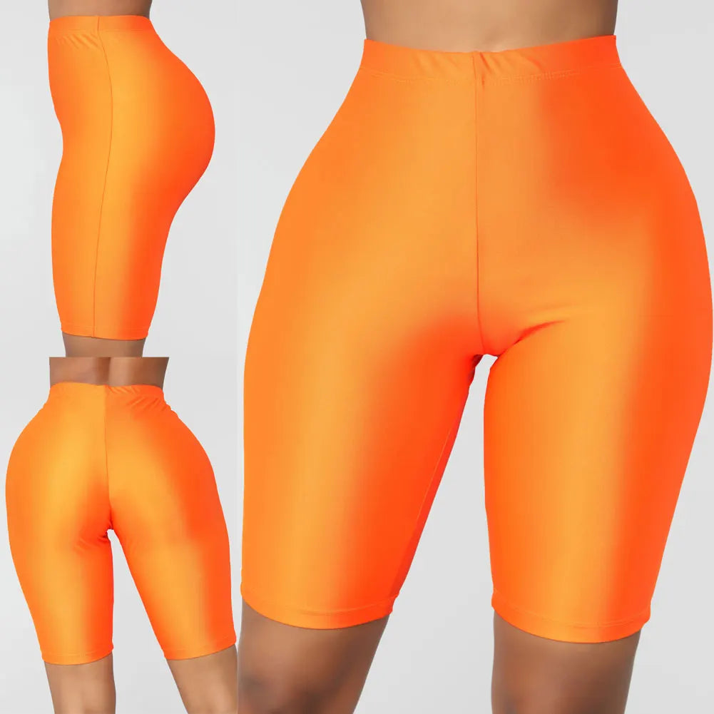 Pantalones cortos elásticos para mujer, mallas de licra para entrenamiento, longitud hasta la rodilla, para Yoga, S, M, L, XL