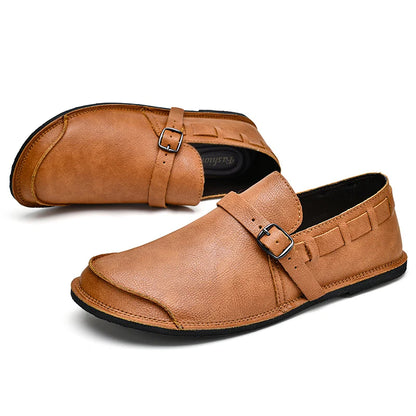 Mocasines cómodos de cuero genuino para hombre, zapatos planos suaves, informales, antideslizantes, para caminar