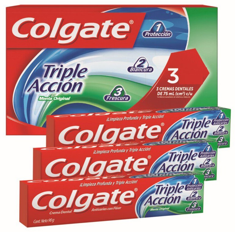 Pasta dental Colgate triple acción de tres unidades