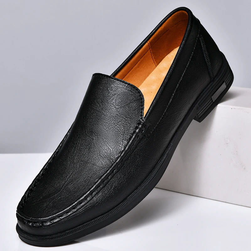 Mocasines de cuero genuino para hombre zapatos cómodos para conducir, para fiesta y oficina.