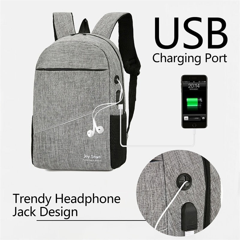 Mochila de carga USB para hombres Bolsa de respaldo de computadora portátil.