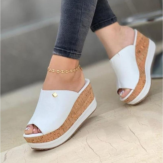 Women's Wedge Toe Sandals Platform Shoes Outdoor Leisure Slippers Beach Shoes Fashion Slides Summer