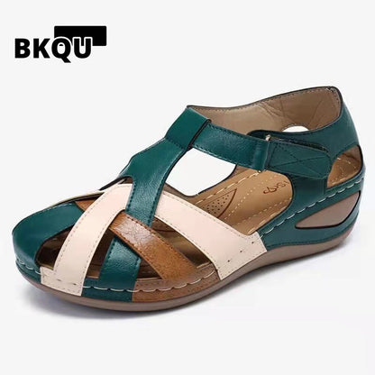 Sandalias redondas para mujer, zapatillas informales cómodas para exteriores.